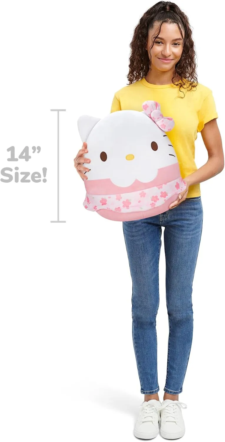 Squishmallows Original Sanrio 14-Inch Hello Kitty Floral Dress and Bow Plush - Medium-Sized Ultrasoft Official Jazwares Plush