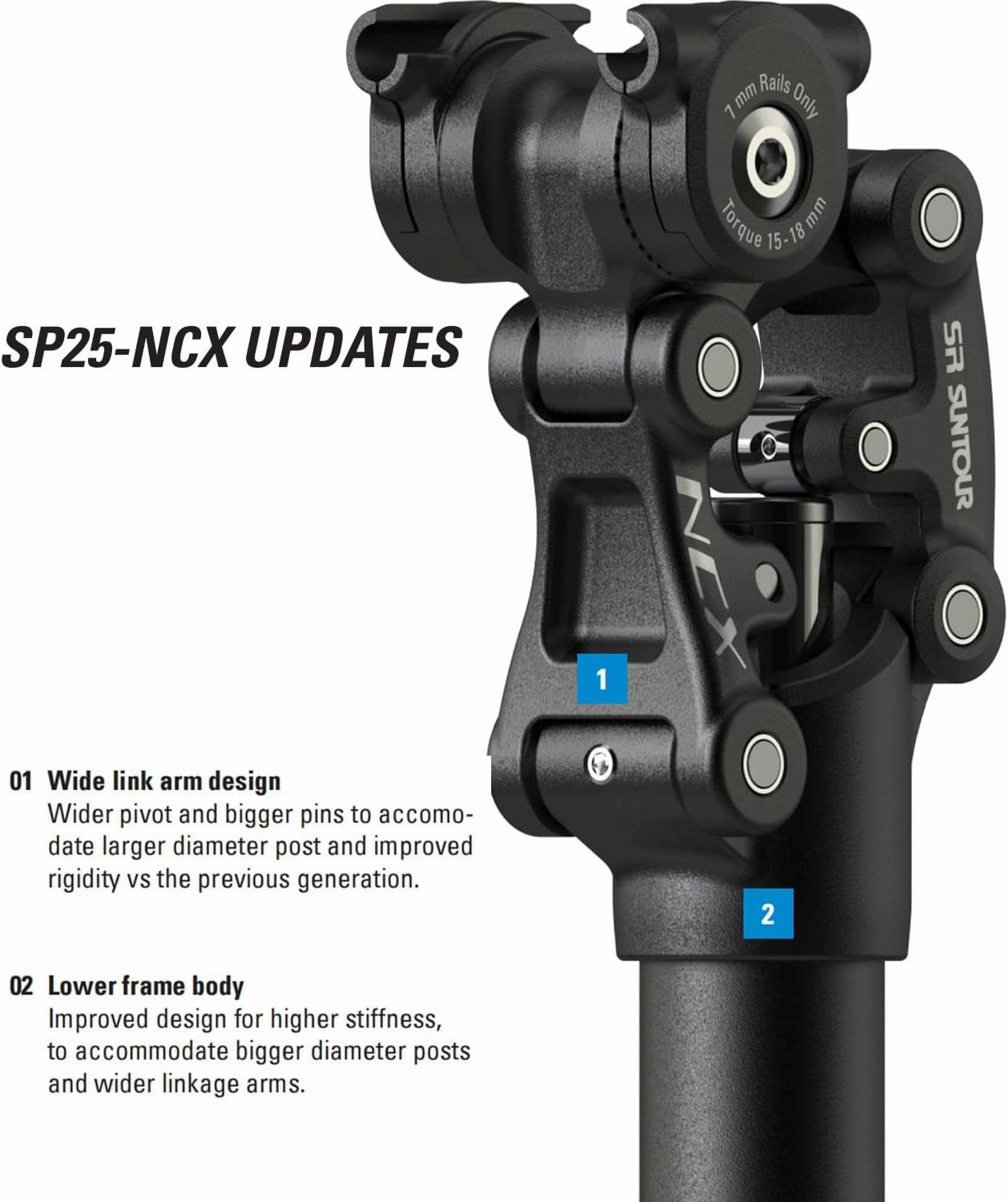 SR SUNTOUR NCX Suspension Seatpost SP12/SP25 - 350mm