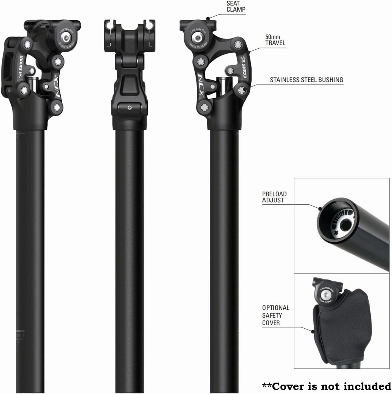 SR SUNTOUR NCX Suspension Seatpost SP12/SP25 - 350mm