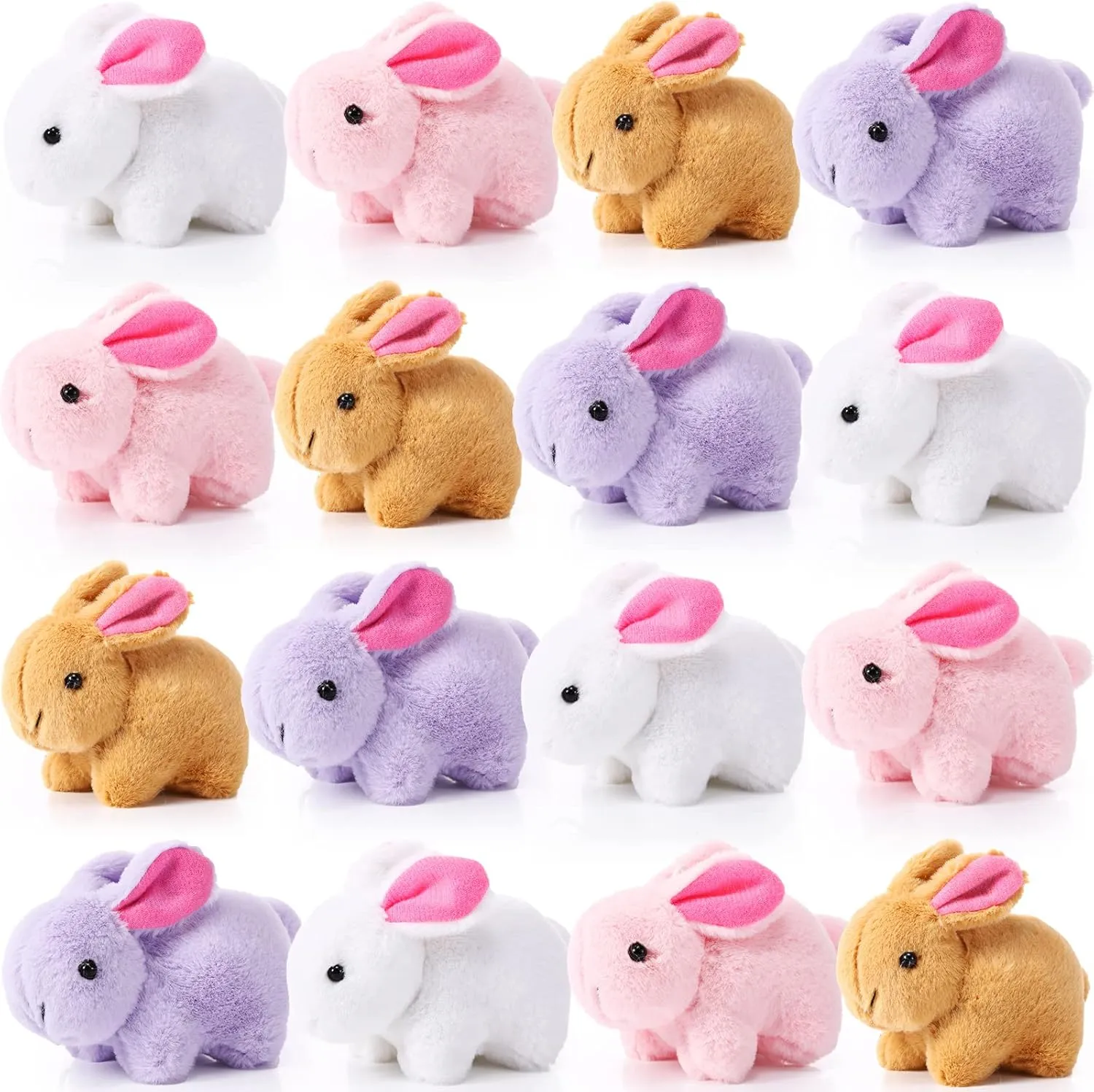 Sratte 16 Pcs Bunny Stuffed Animal Bulk 4.7 Inch Small Plush Rabbit Keychains Detachable Bunny Party Favors Plushies Gifts for Birthday Baby Shower Basket Stuffers Decorations(Simple)