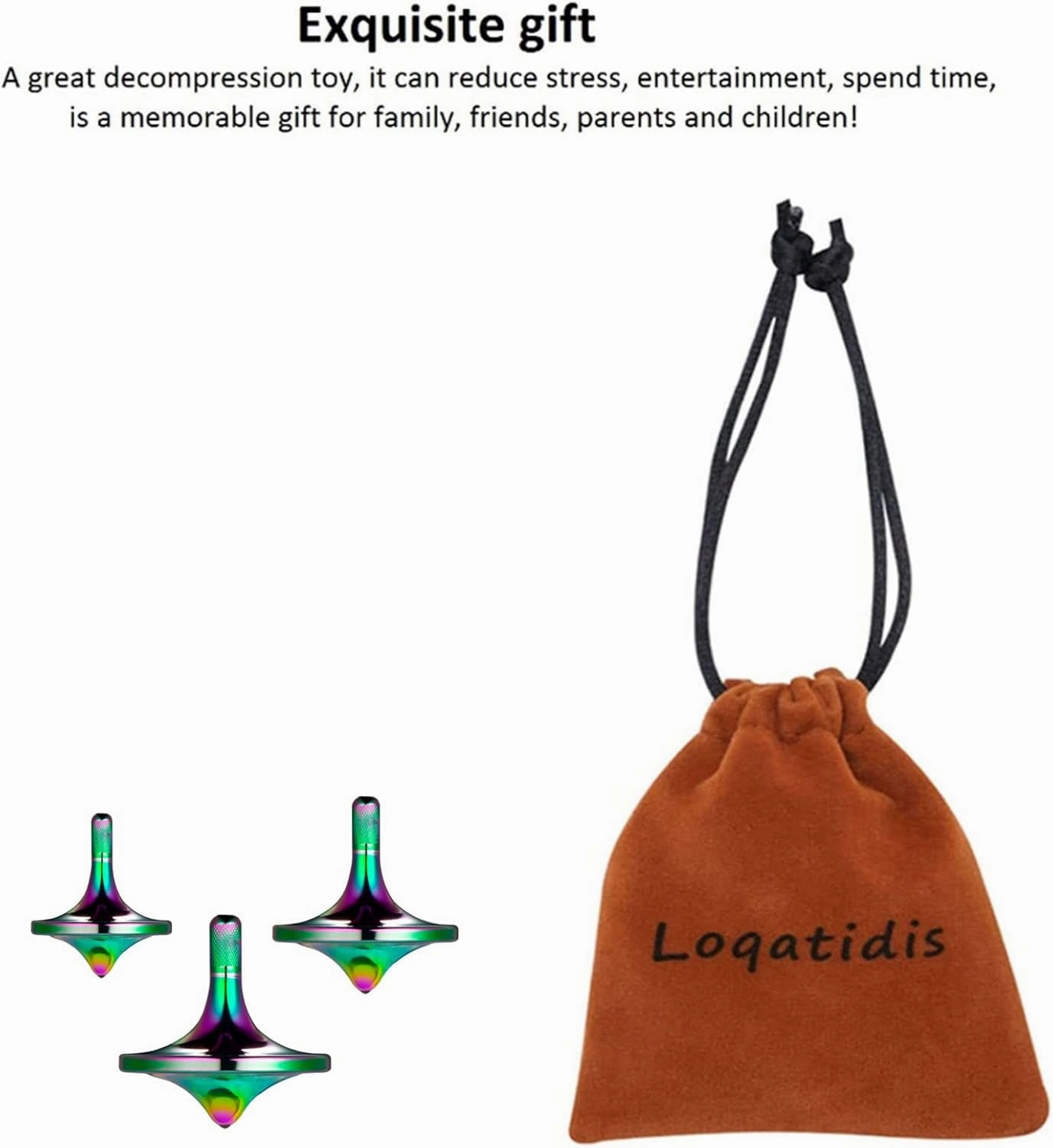 Stainless Steel Spinning Top, Premium Exquisite Well Made Metal Desk EDC Toys, Spin Long Time Perfect Balance, Help Relieve Stress, Anxiety (Colorful 3PCS / Small   Medium   Large)