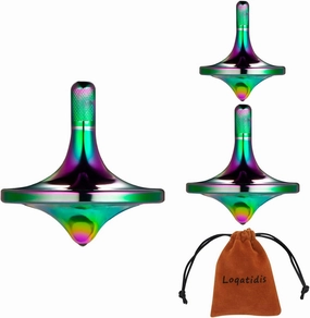 Stainless Steel Spinning Top, Premium Exquisite Well Made Metal Desk EDC Toys, Spin Long Time Perfect Balance, Help Relieve Stress, Anxiety (Colorful 3PCS / Small   Medium   Large)