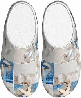 Starfish And Lighthouse Slippers With Fluffy Soft Warm For Women11-11.5/Men8.5-9.5, Flannel Slippers Cozy Plush Indoor Outdoor