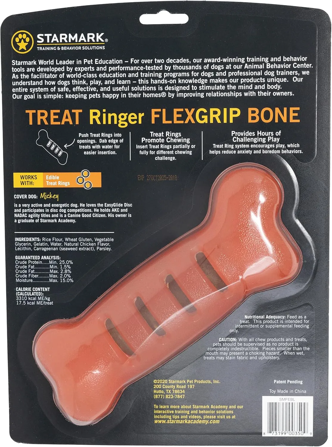 Starmark Treat Ringer FlexGrip Bone Large,Red