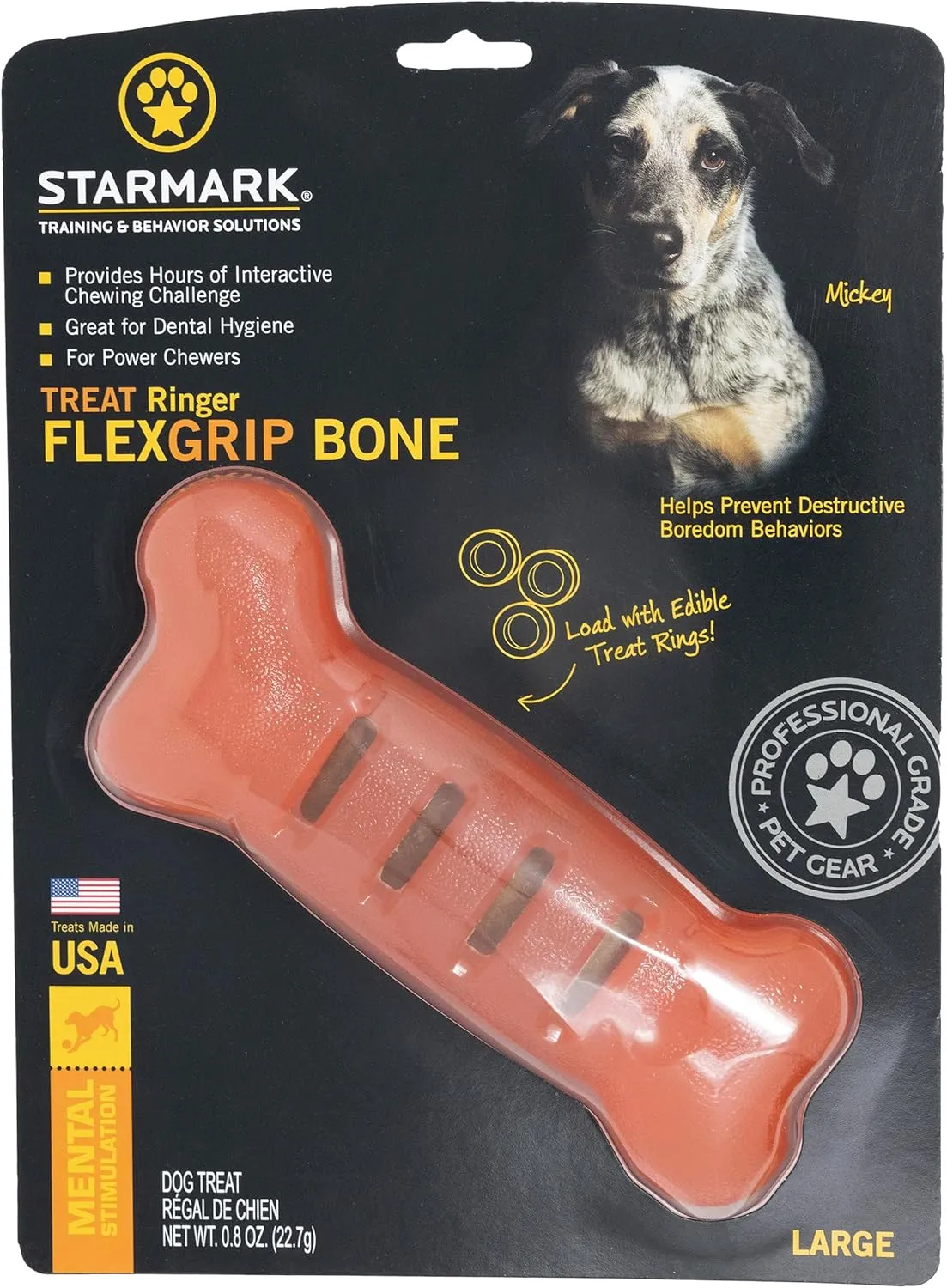 Starmark Treat Ringer FlexGrip Bone Large,Red