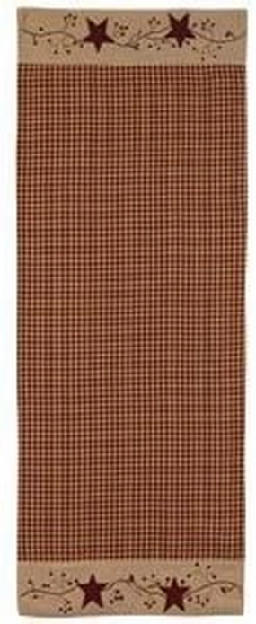 Stars and Berries 54" Table Runner - Great Gift Idea - Country Rustic Look - Tablerunner - Embroidered (One Pack)