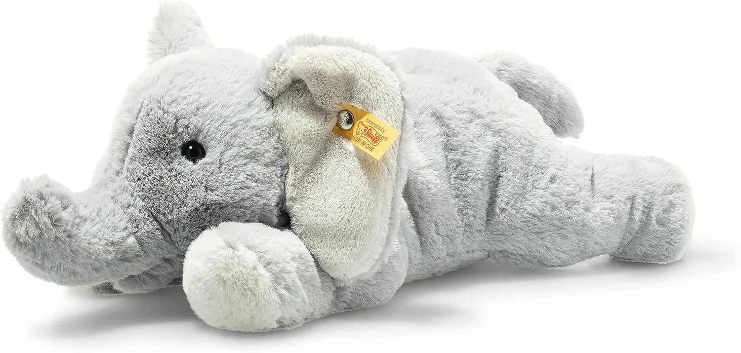 Steiff Elna Elephant, Premium Elephant Stuffed Animal, Elephant Toys, Stuffed Elephant, Elephant Plush, Cute Plushies, Plushy Toy for Girls Boys and Kids, Soft Cuddly Friends (Grey, 11")