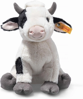 Steiff Cobb Cow Plush Toy, Plush Farm Animal, Premium Stuffed Animal Cow for Kids (Black & White, 9")