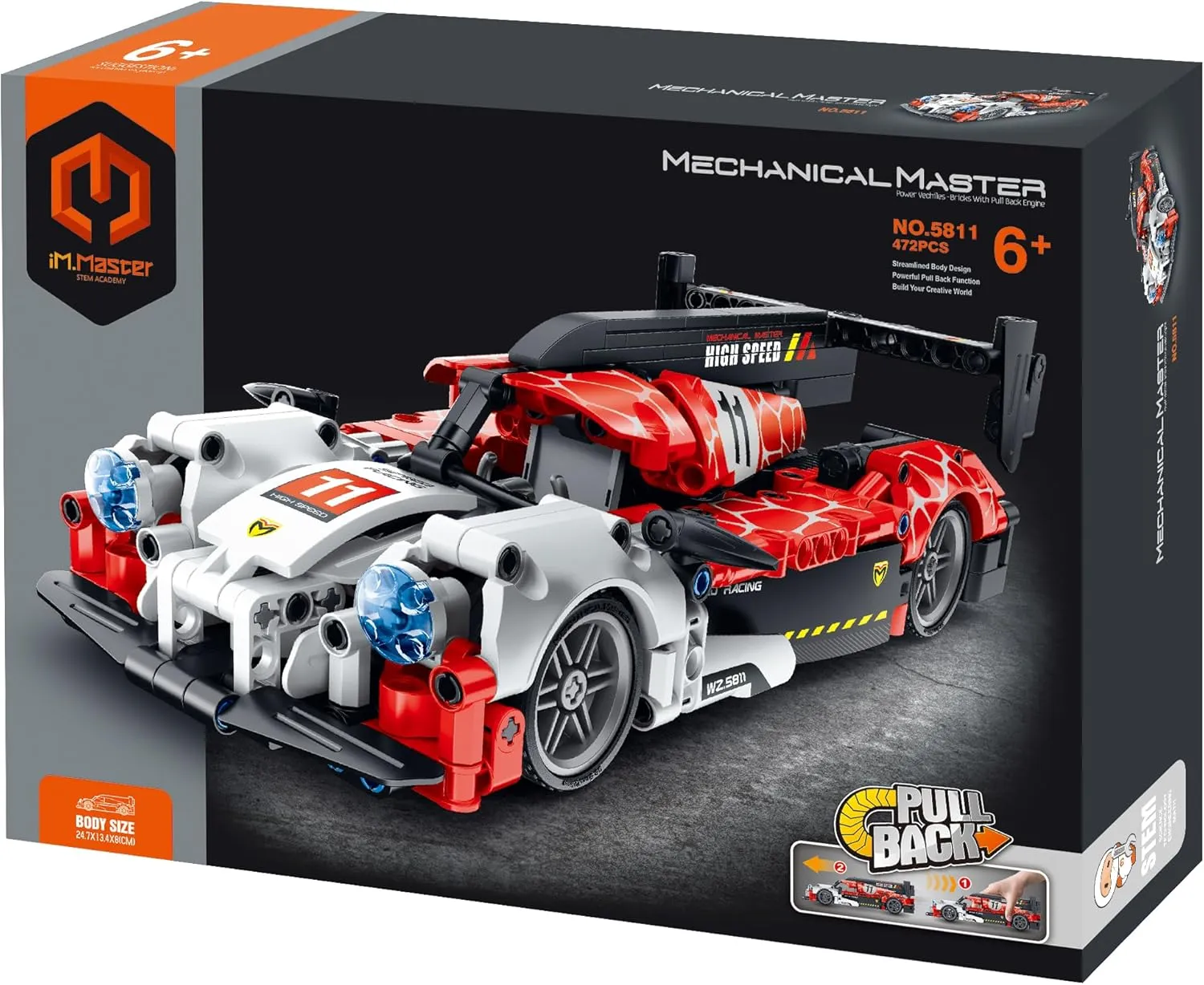 STEM Car Toy Building Toy Gift for Age 6 , Pull-Back Super Car Building Block Take Apart Toy, 472 Pcs DIY Building Kit, Learning Engineering Construction Toys