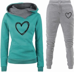 Stessotudo Track Suits for Women Trendy Two Piece Pants Sets Heart Print Cute Hoodies Long Sleeve Pullover Casual Sweatsuits
