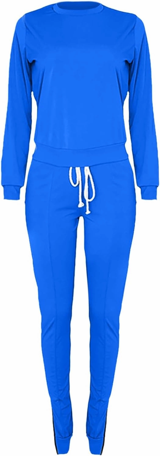 Stessotudo Women’s Two Piece Outfits Casual Solid Jogger Pant Sets with Pocket Long Sleeve Sweatshirt Trendy Comfy Loungewear