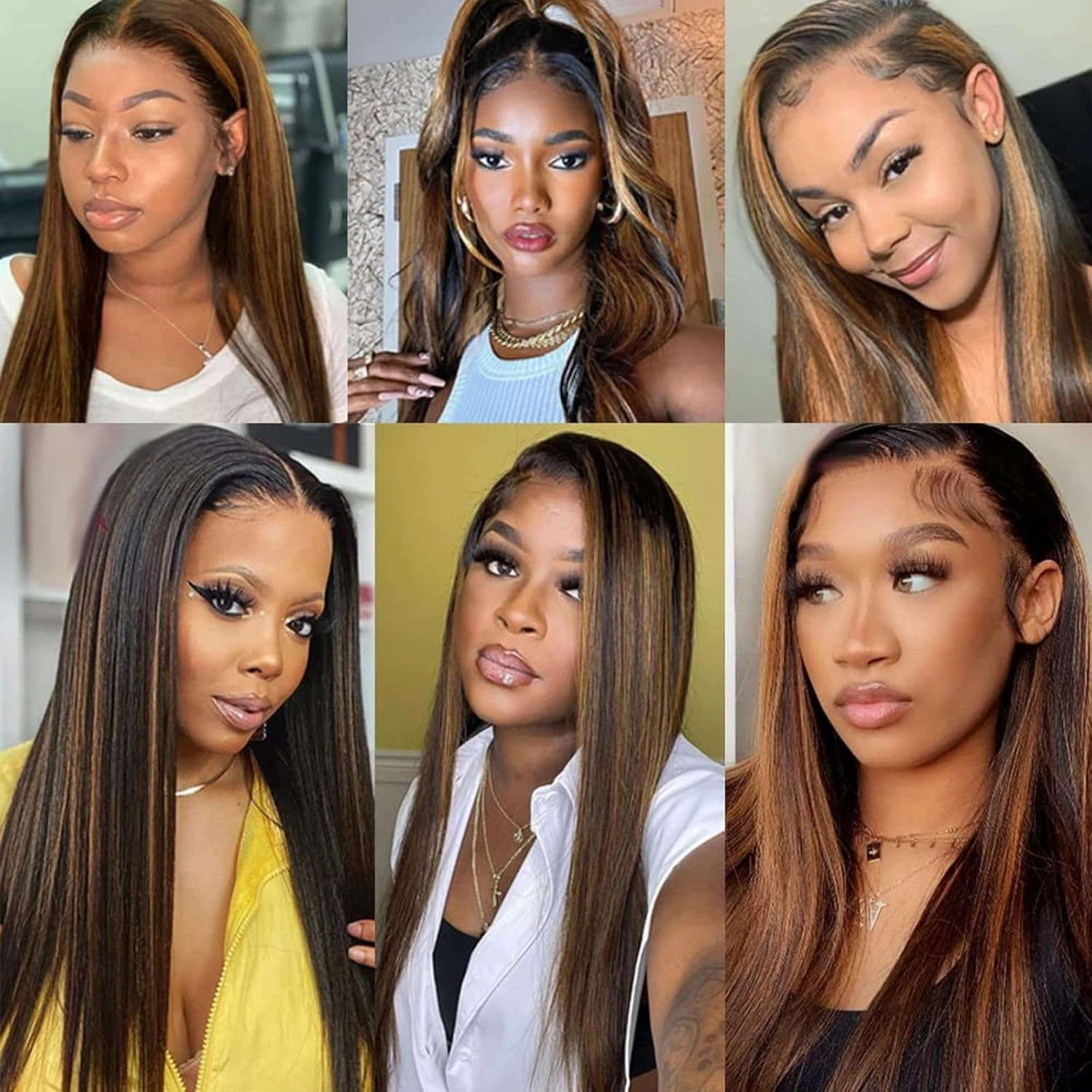 Straight Bundles with 4x4 Closure Human Hair HD Lace Free Part, Soft & Glossy Ombre Colored 1b/30 Balayage Black And Highlight Brown Human Hair Bundles with Closure 16 18 20 16inch