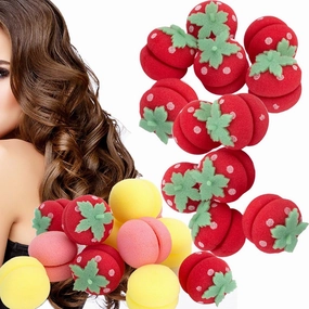 Strawberry Heatless Curlers,Strawberry Heatless Curlersstrawberry Foam Curlers For Hair To Sleeping,Sponge Strawberry Shape Magic Hair Curlers,Overnight Strawberry Rollers Hair Curlers (Red, 12PCS)