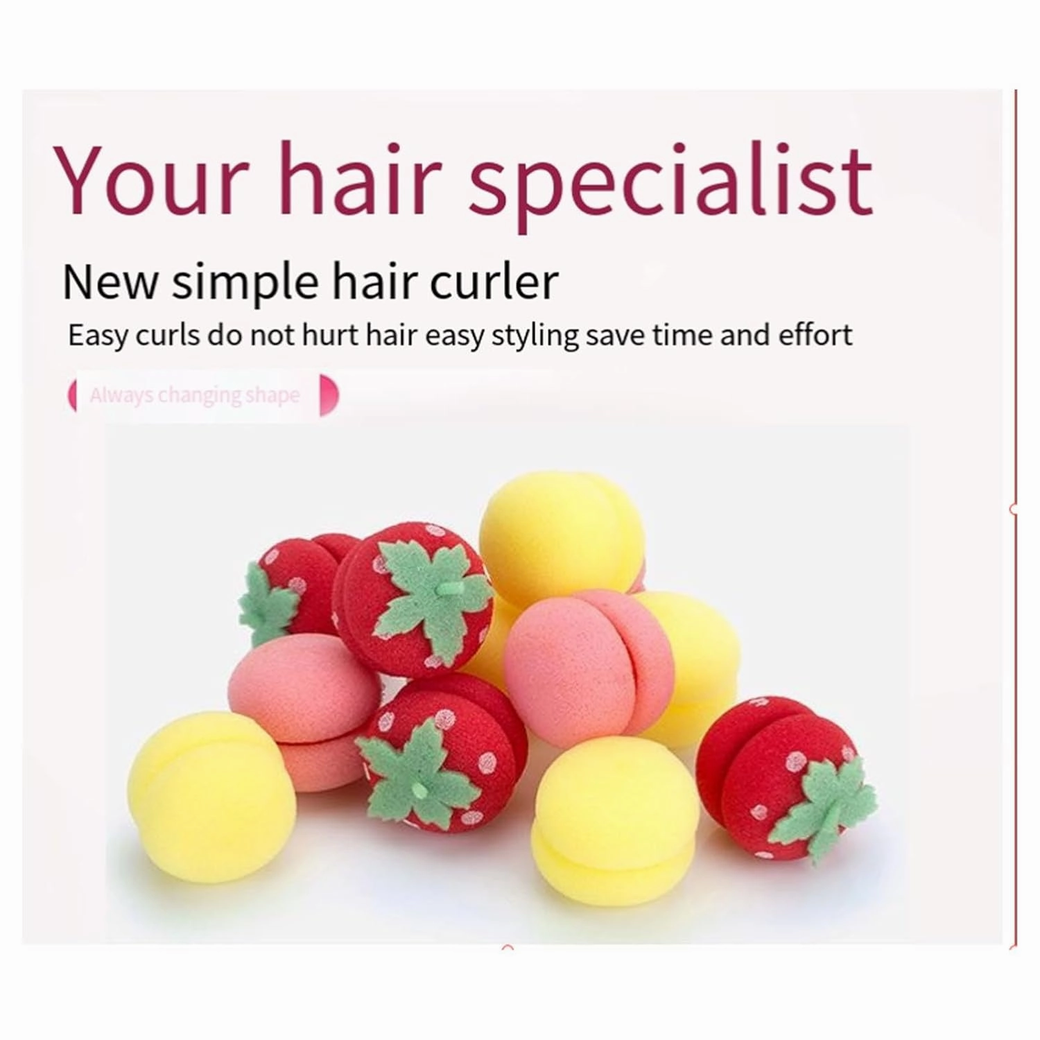 Strawberry Heatless Curlers,Strawberry Heatless Curlersstrawberry Foam Curlers For Hair To Sleeping,Sponge Strawberry Shape Magic Hair Curlers,Overnight Strawberry Rollers Hair Curlers (Red, 12PCS)