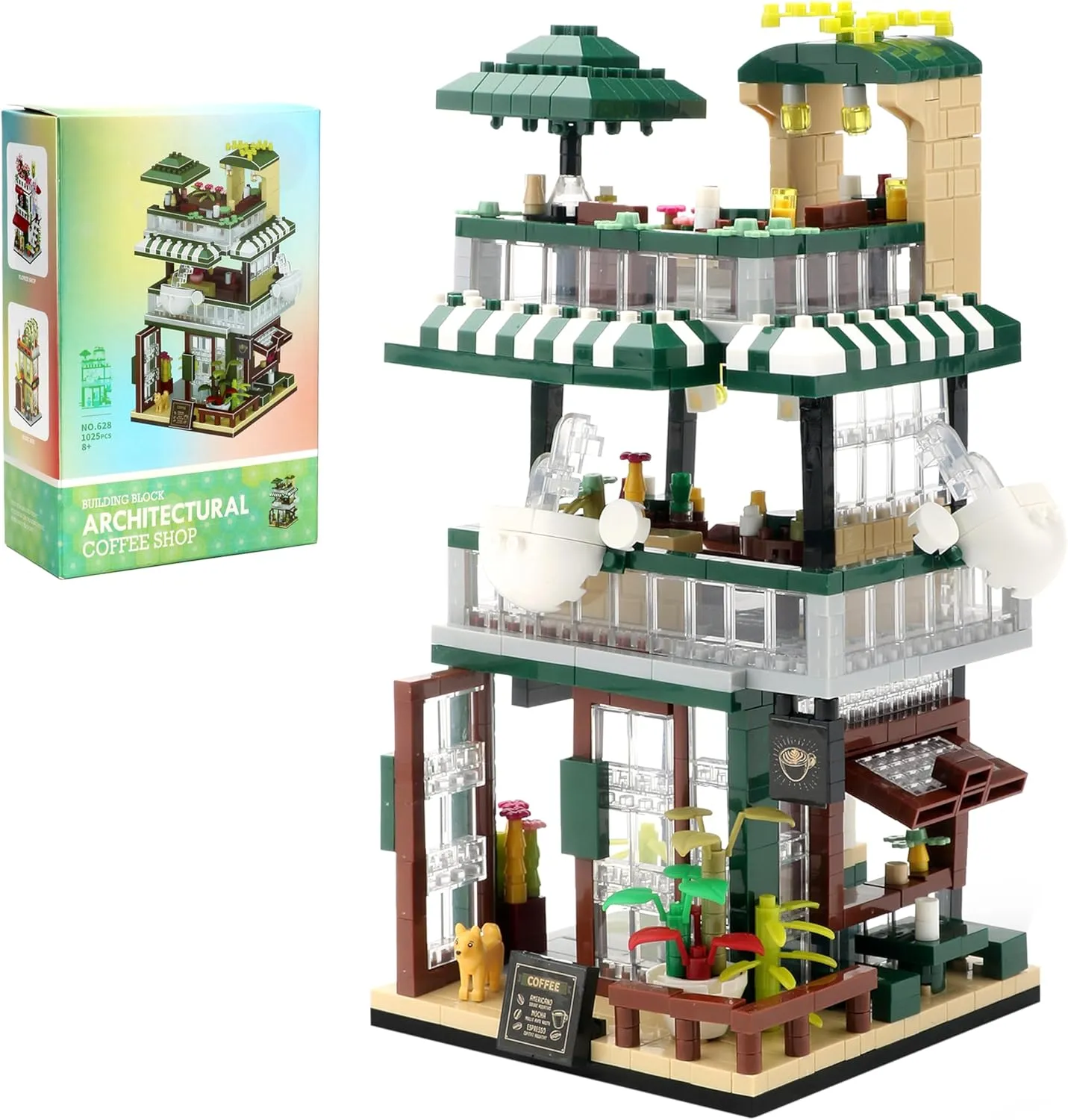 Street View Mini Building Blocks Coffee House Shop Store Building Kit Simulation Construction Educational Creative Toy for Boys Girls Age 8  1025 pcs