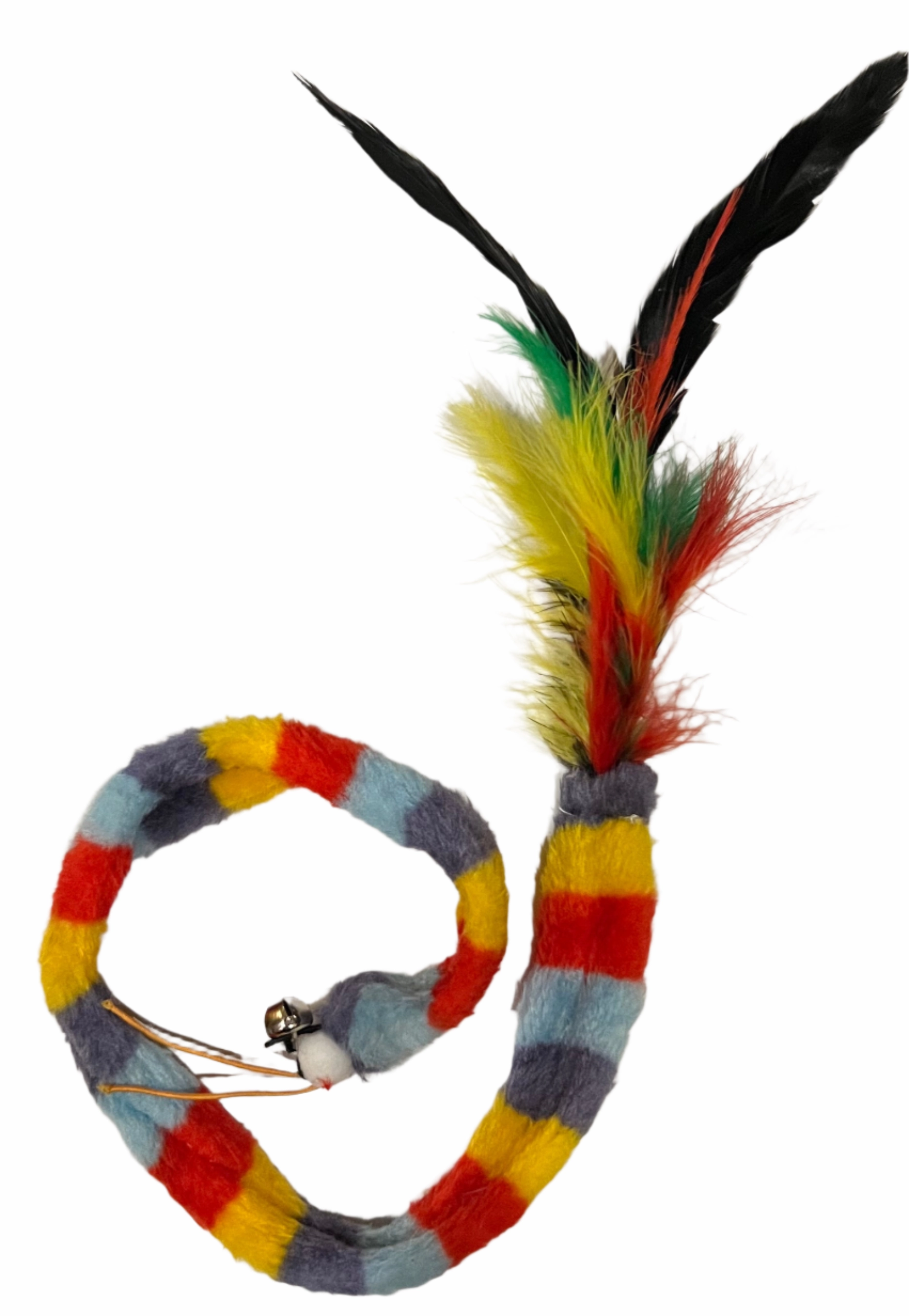 Stripey Fleece with Feathers Wand Attachment Cat Toy