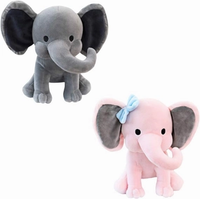 Stuffed Elephant Animal Plush Toys 9 Inch (Pink & Gray)