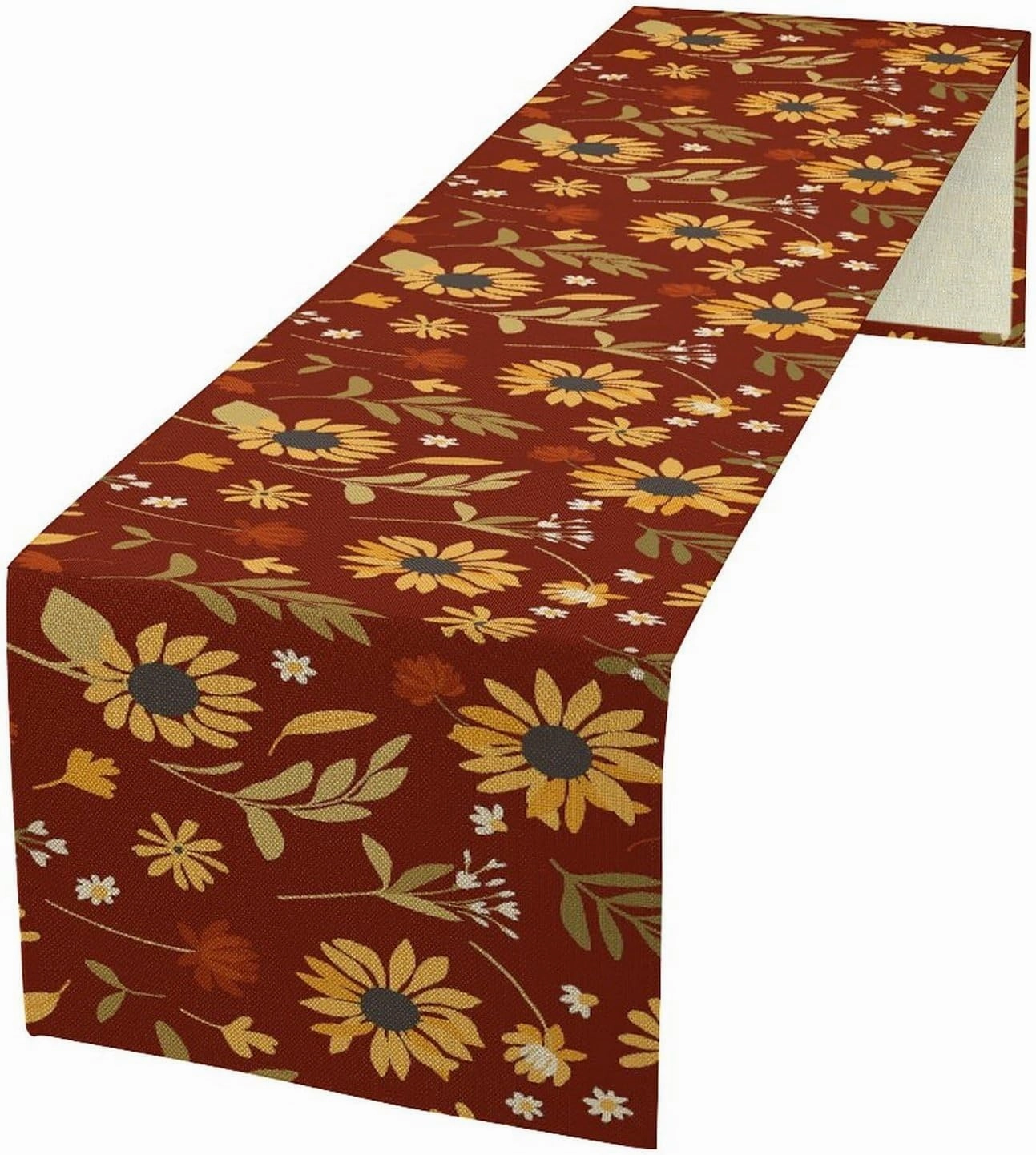 Sunflower Eucalyptus Summer Table Runner, Spring Fall Kitchen Dining Table Decoration for Home Party 13x60Inch