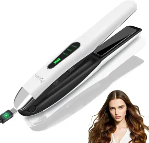 SUNMAY Cordless Hair Straightener, Portable Mini Flat Iron Hair Straightener for Travel, 20s Fast Heating, 5000mAh USB-C Rechargeable, Dual Voltage Hair Straightener and Curler 2 in 1 for Women