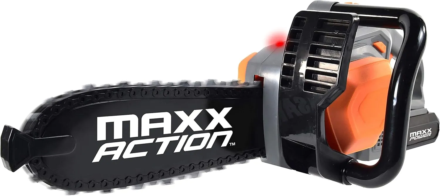 Sunny Days Entertainment Maxx Action Power Tools Chainsaw – Construction Tool with Lights and Sounds | Pretend Play Toy for Kids