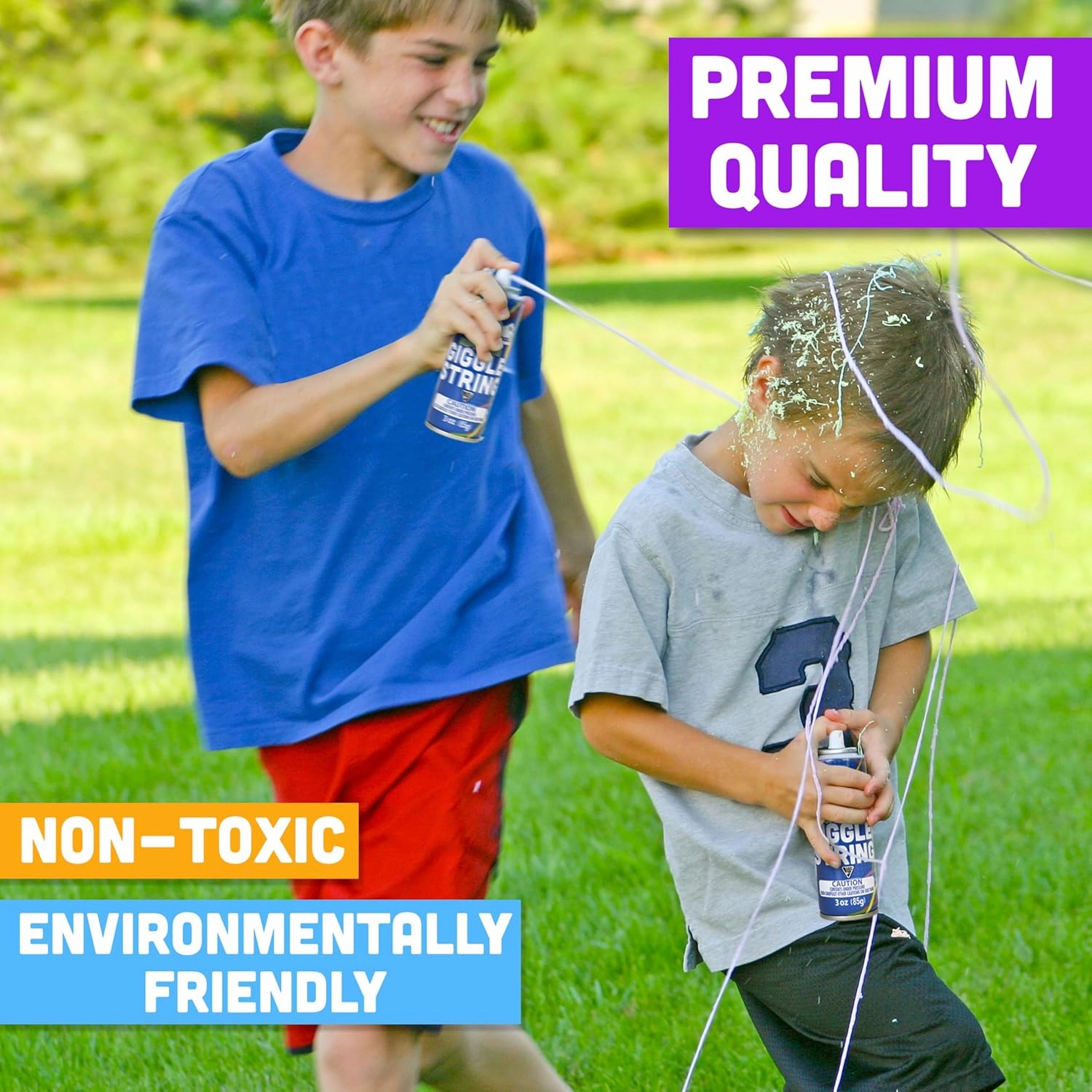 Sunny Days Entertainment Giggle String Party Pack,12 Pack 3 oz Stretchy Party String, Bright Colored Celebration Streamers, Non-Toxic, Party Favor for Kids and Adults, Shoots Over 15 Feet!