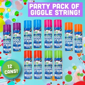 Sunny Days Entertainment Giggle String Party Pack,12 Pack 3 oz Stretchy Party String, Bright Colored Celebration Streamers, Non-Toxic, Party Favor for Kids and Adults, Shoots Over 15 Feet!