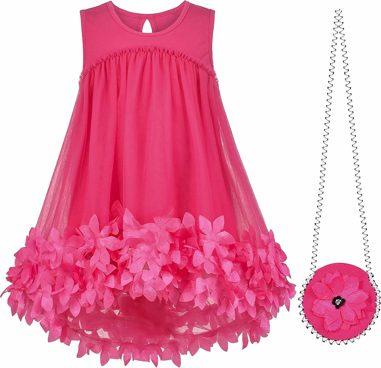 Sunny Fashion Girls Dress A-line Cute Handbag White Princess Size 5-10