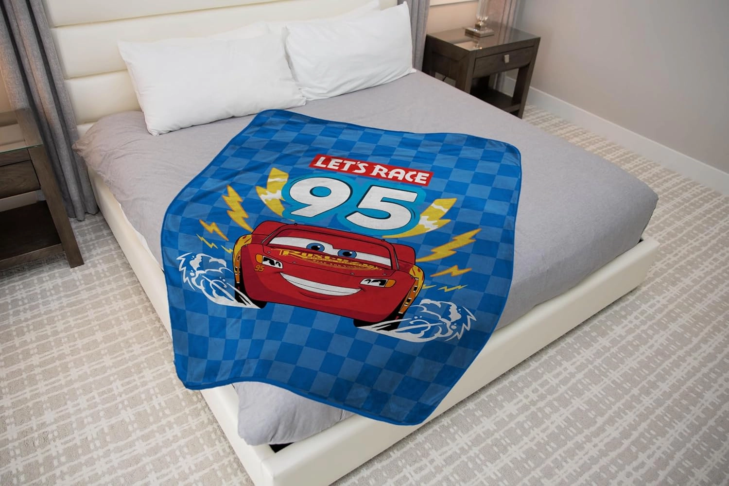 Sunny Side Up Disney Pixar Cars Plush Throw Blanket - Measures 46 x 60 Inches - Super Soft & Cozy Fleece Kids Bedding Features Lightning McQueen