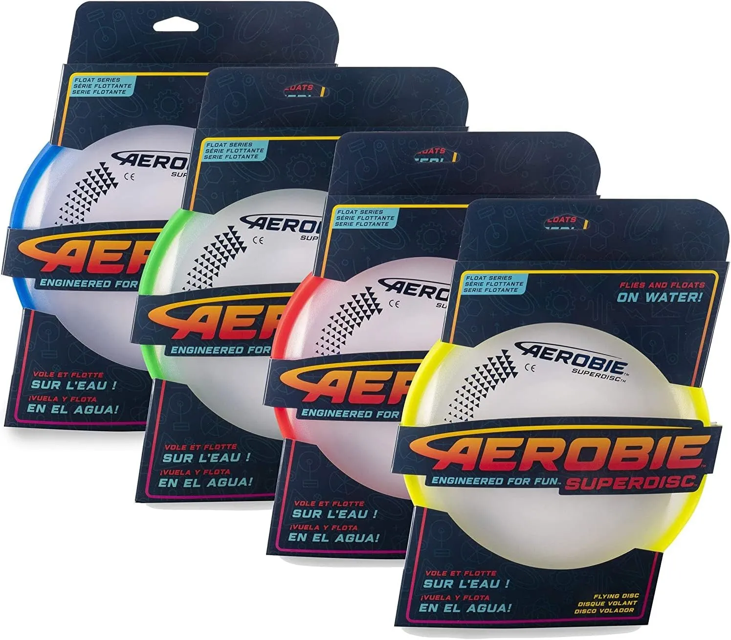 Superdisc 10" Inch Diameter Frisbee - Cushioned Edge Outdoor Flying Disc Toy (4-Pack)