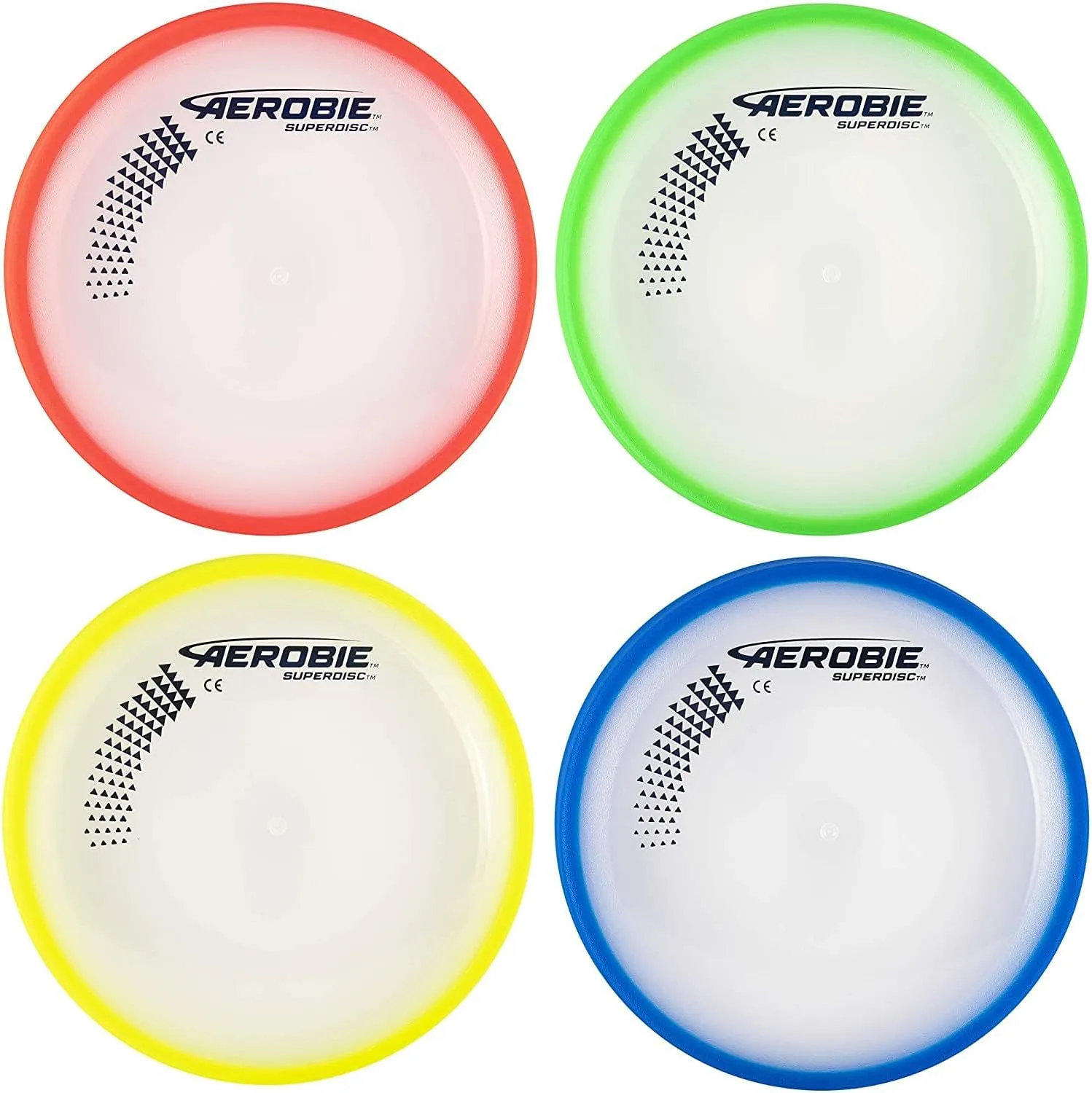 Superdisc 10" Inch Diameter Frisbee - Cushioned Edge Outdoor Flying Disc Toy (4-Pack)