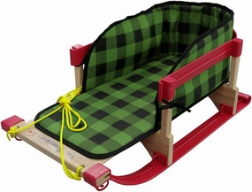 Superio Children Wooden Sled, Snow Sled for Toddlers, Kids Sleigh with Pull Ropes and Cushion, Baby Sled