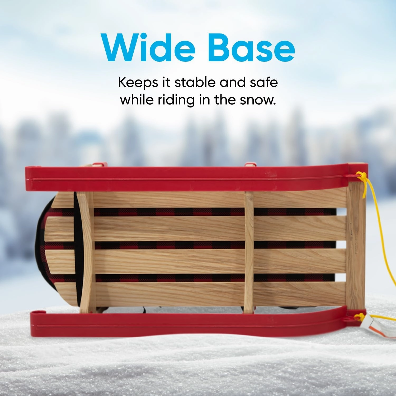 Superio Children Wooden Sled, Snow Sled for Toddlers, Kids Sleigh with Pull Ropes and Cushion, Baby Sled
