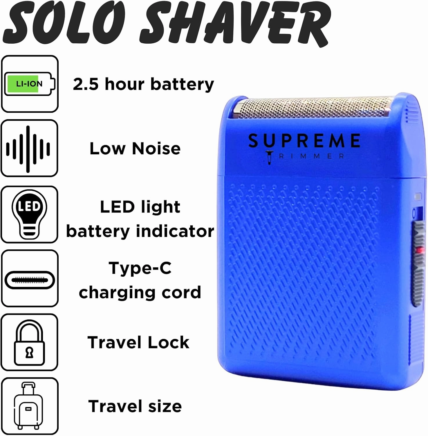 Supreme Trimmer Solo Single Foil Shaver for Pocket | 150 Min Runtime Cordless use, Powerful USB-C Mini Travel Razor for Professional & Home use | STF101