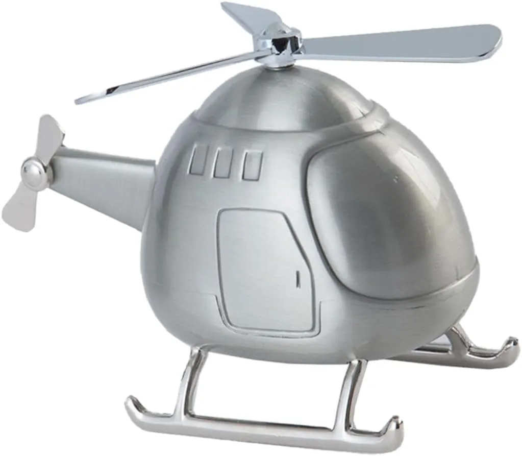 SUPVOX Helicopter Coin Bank Mini Piggy Bank for Coin Saving Money Box Cute Office Desktop Ornament Fun Saving Craft Silver for Home and Nursery Decor