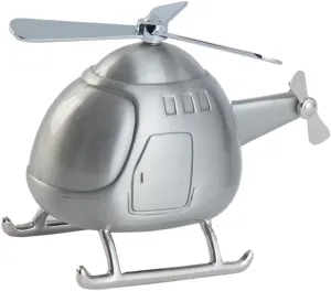 SUPVOX Helicopter Piggy Bank Mini Coin Saving Box Cute Office Desktop Ornament for Fun Money Organizer for Boys and Silver Helicopter Design
