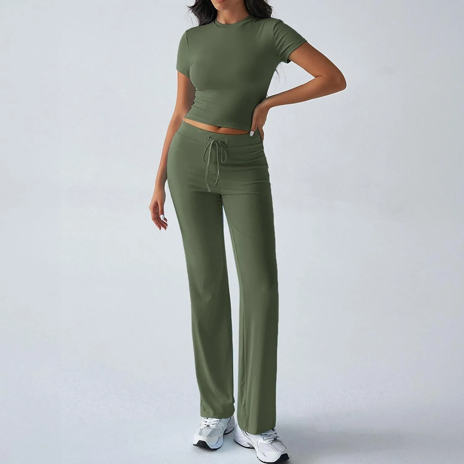 Sweatsuits Women 2 Piece Outfit Foreign Trade Casual Solid Color Slim Fit Short 2 Piece Outfits Sweatsuit Tracksuit