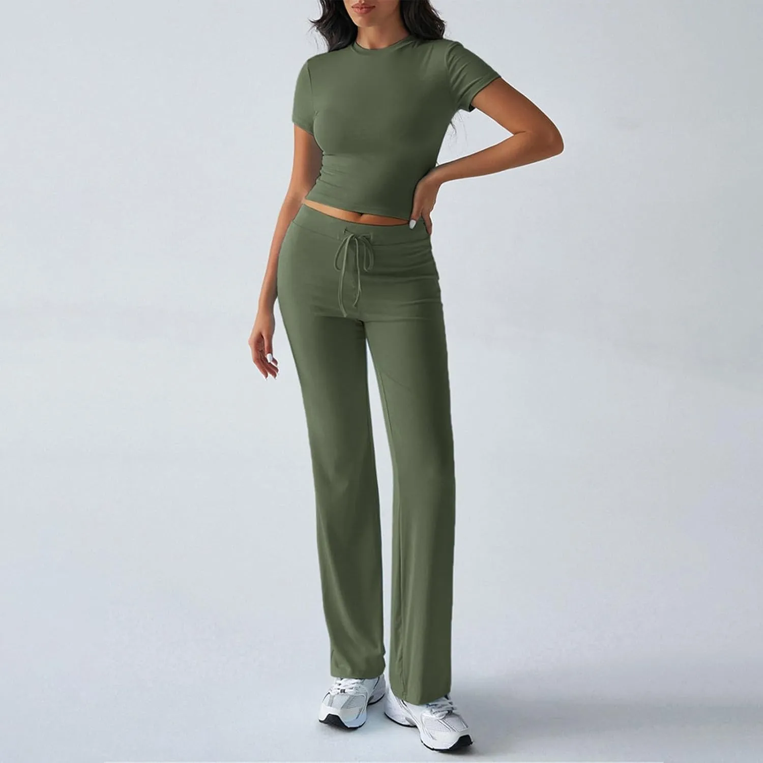 Sweatsuits Women 2 Piece Outfit Foreign Trade Casual Solid Color Slim Fit Short 2 Piece Outfits Sweatsuit Tracksuit