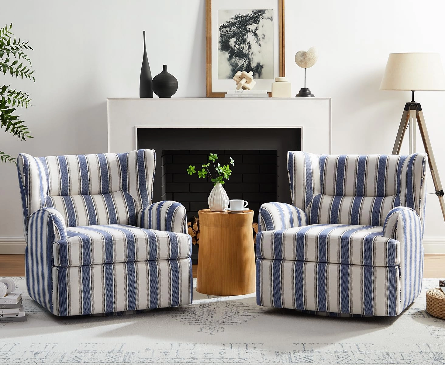 Swivel Accent Chair,Modern 31.50" Upholstered Armchair, Comfy Boucle Accent Chair for Living Room,Bedroom, Corner, Reading Nook (Navy Linen)