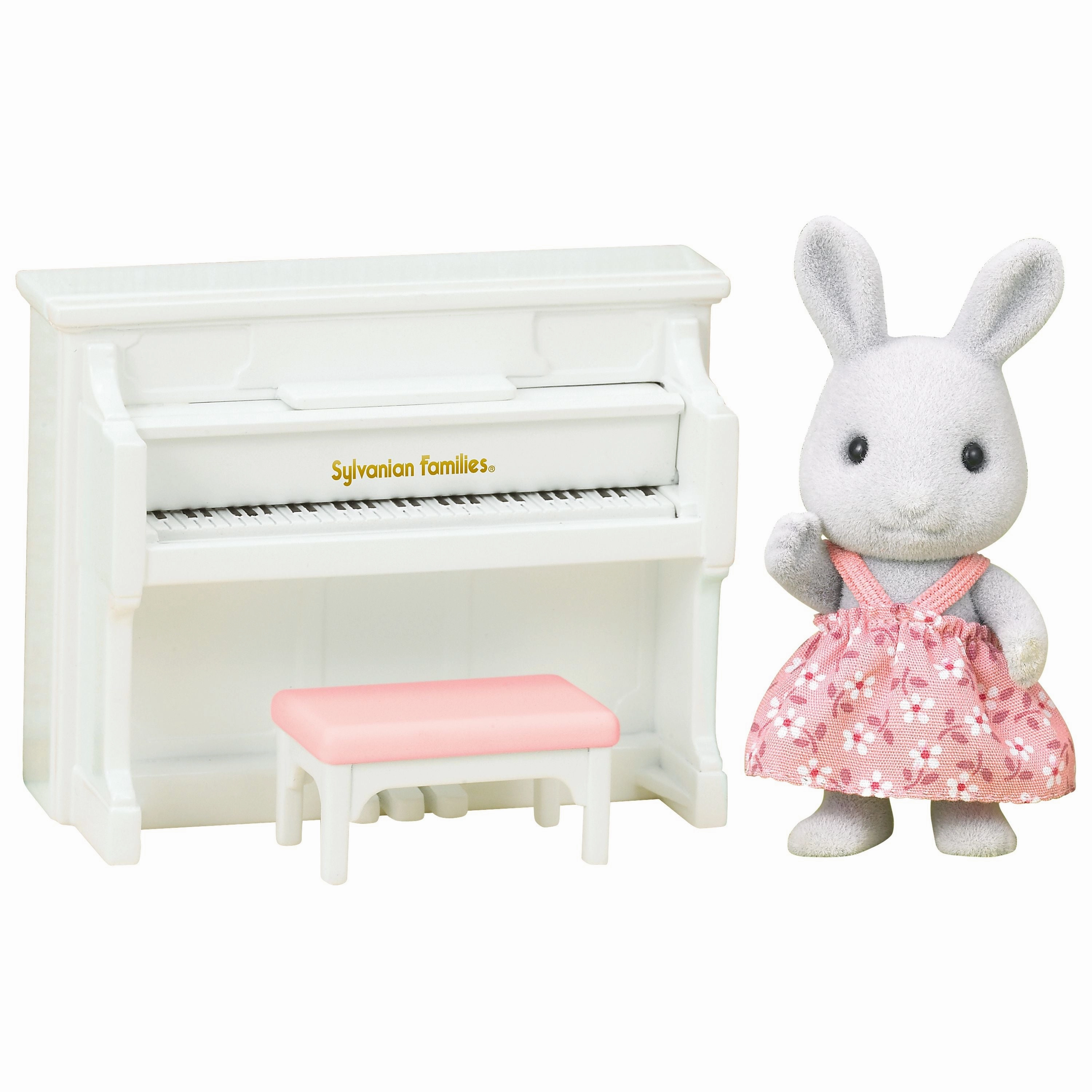 Sylvanian Families Rabbit Sister With Piano Set