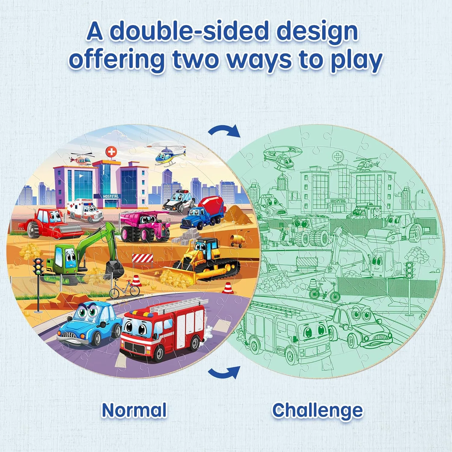 SYNARRY Vehicle Floor Puzzle for Kids Ages 3-5, Large 70 Piece Puzzle for Kids Ages 4-6, Preschool Toys Gifts for 3 4 5 6 7 8 Years Old Boys Girls Children