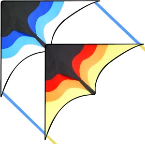 SYNCFUN 2 Packs Large Delta Kite Gradient Blue and Yellow– Easy to Fly for Kids and Adults, Beach Kite with 328 ft String for Outdoor Games and Activities