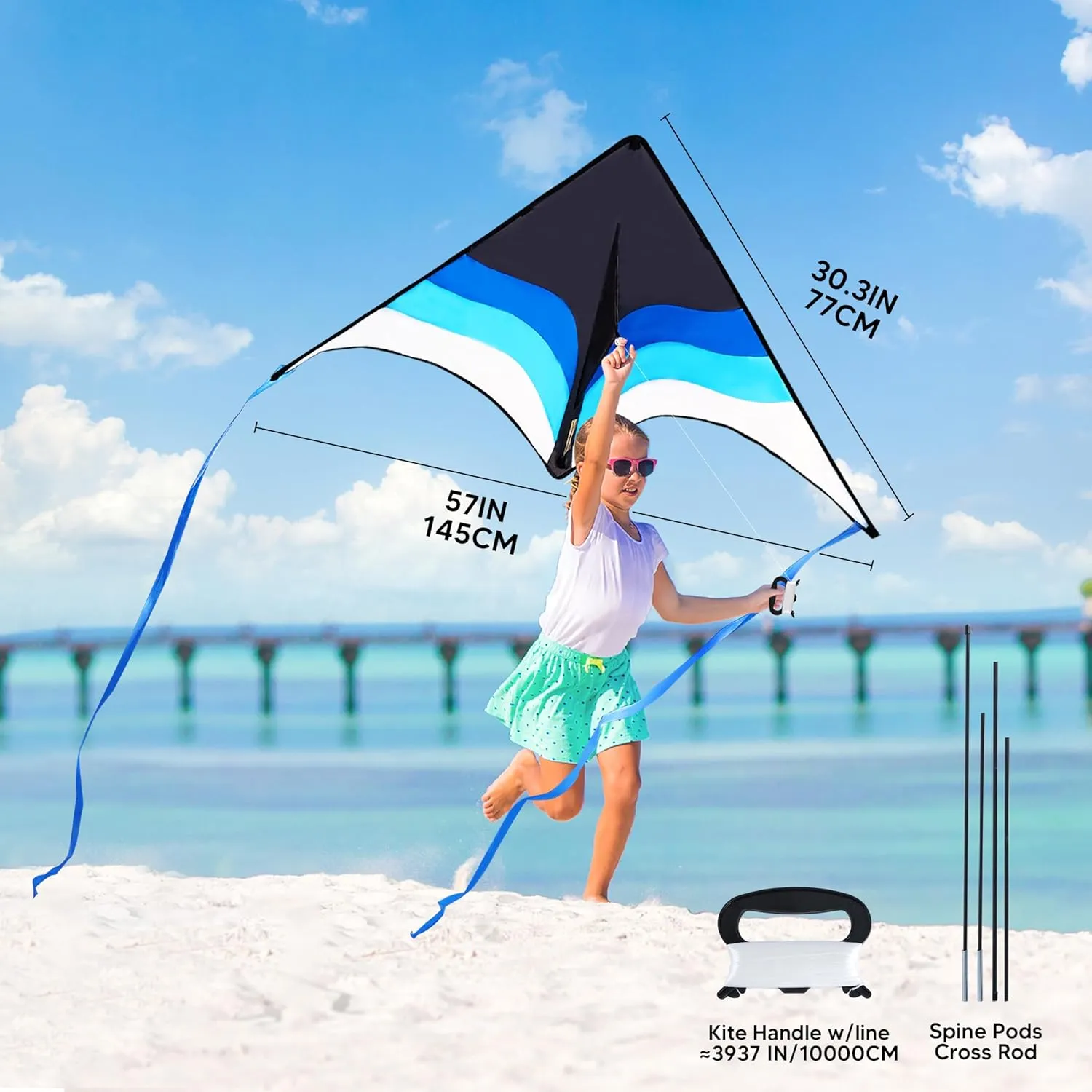 SYNCFUN 2 Packs Large Delta Kite Gradient Blue and Yellow– Easy to Fly for Kids and Adults, Beach Kite with 328 ft String for Outdoor Games and Activities