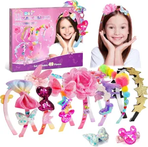 SYOKZEY Hair Accessories for Girls, Headband Making Kit,Toys Gifts for 3-12 Years Old Girls,Girls Toys Age 6-8, Arts and Craft Kits, Birthday Presents DIY Easter Basket Stuffers- 49 Pc