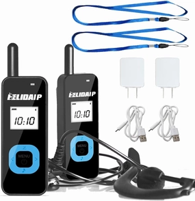 T-M1 Super Mini Walkie Talkie for Adults Portable Two Way Radios with Earpiece Handsfree 2 Way Radio Rechargeable for Security, Restaurant, Workplace,Outdoor Sport,Tourism Black 2-Pack