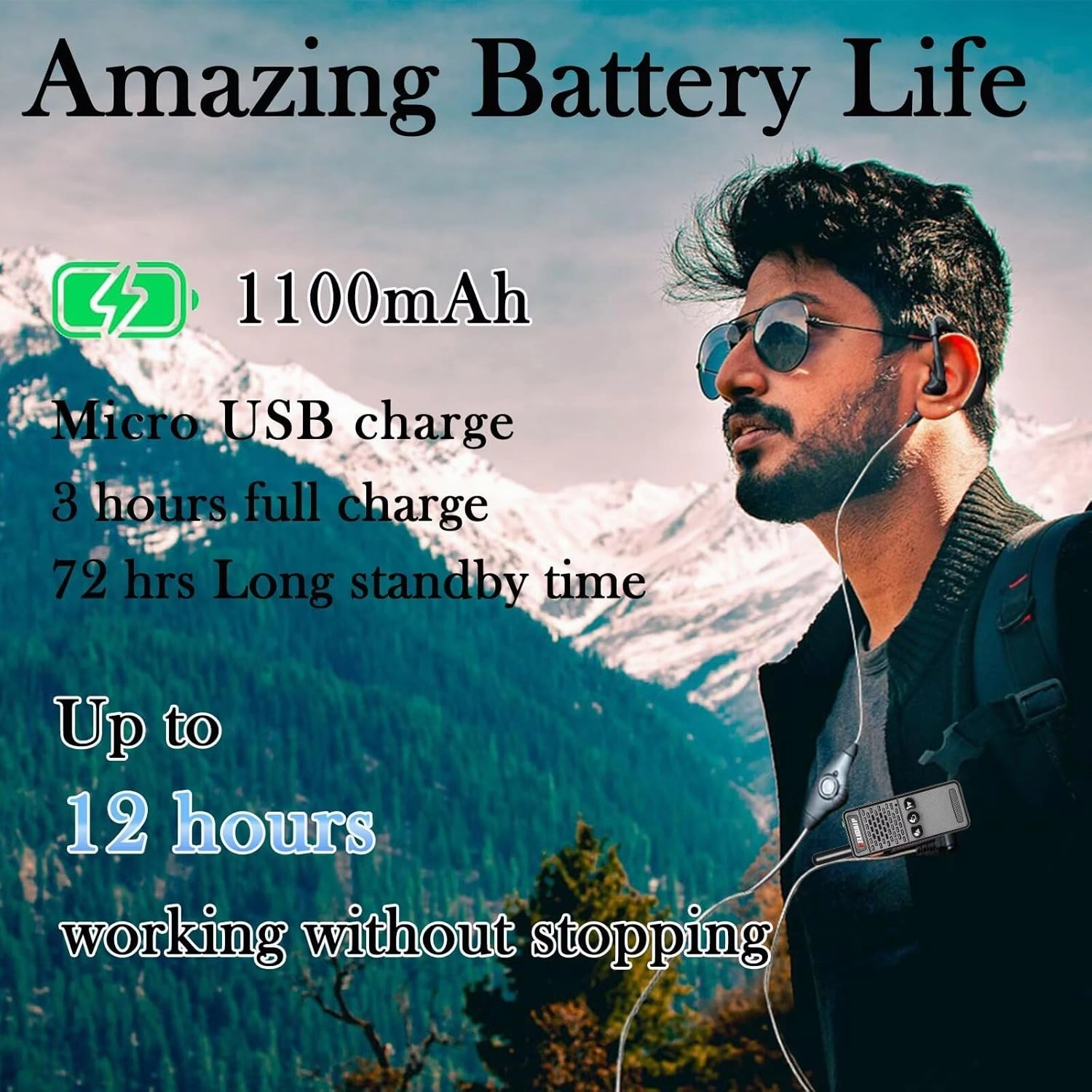 T-M2 Ultra Mini Walkie Talkies,Two Way Radio Long Range Rechargeable,Portable 2 Way Radio Small Walkie Talkie for Adults for Cruise Hiking Hunting Skiing Supermarket (Black&White,2 Pack)