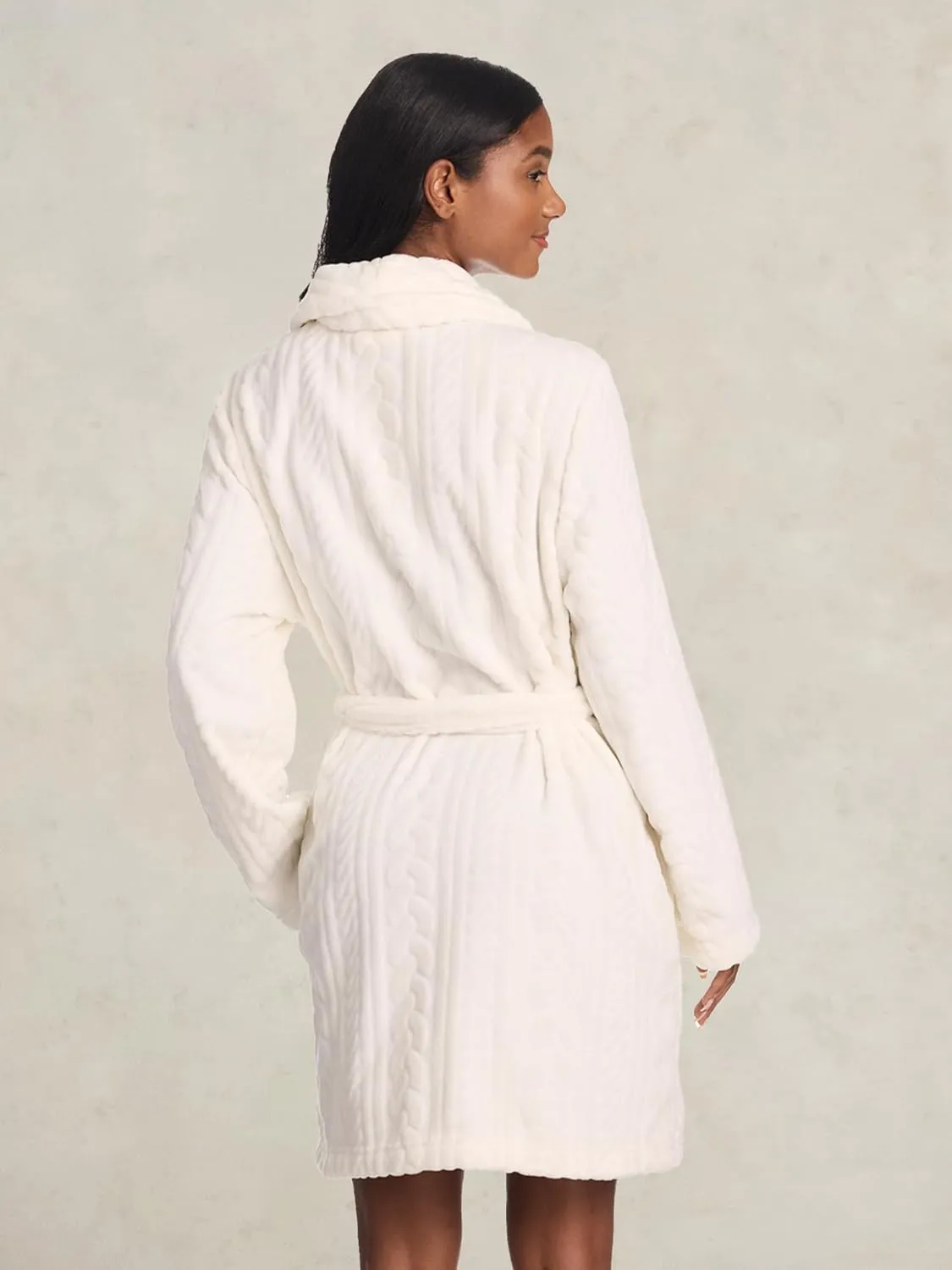 TAHARI Sculpted Plush Robes for Women Short, Fluffy Robe with Pockets and Waist Tie, Fuzzy Bathrobe, Womens Gifts