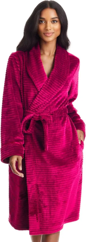 TAHARI Womens Corduroy Plush Robe - Corded Plush Bathrobe - Womens Robes Long