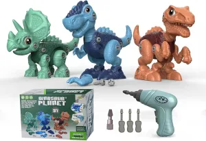 Take Apart Dinosaur Toys for Kids 3-7 Construction Building Toys with Electric Drill, Dinosaur Toys Birthday Gifts for Toddlers Boys Girls