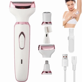 Taletseten Shaver, Comfort 4 In 1 Electric Lady Shaver, Body Hair Removal Epilator, Electric Razor Bikini Trimmer for Women Waterproof, Wet & Dry Use, Portable Electric Grooming Set (White)