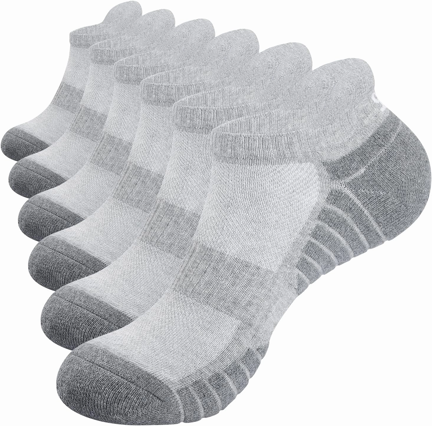 TANSTC Mens Socks,6 Pairs Anti-Blister Cushioned Breathable Cotton Athletic Ankle Running Sports Sock